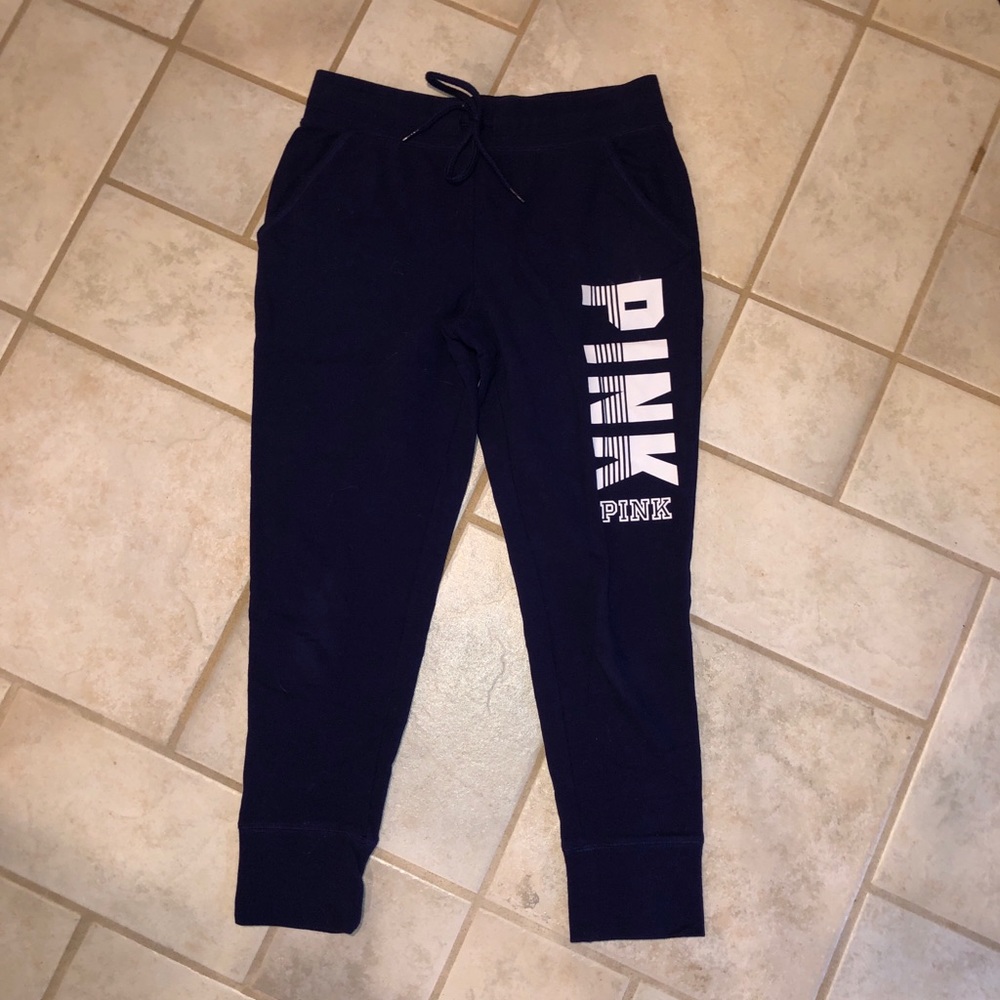 VS Pink Navy Cropped Sweats